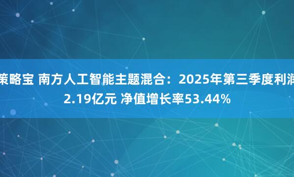 策略宝 南方人工智能主题混合：2025年第三季度利润2.19亿元 净值增长率53.44%