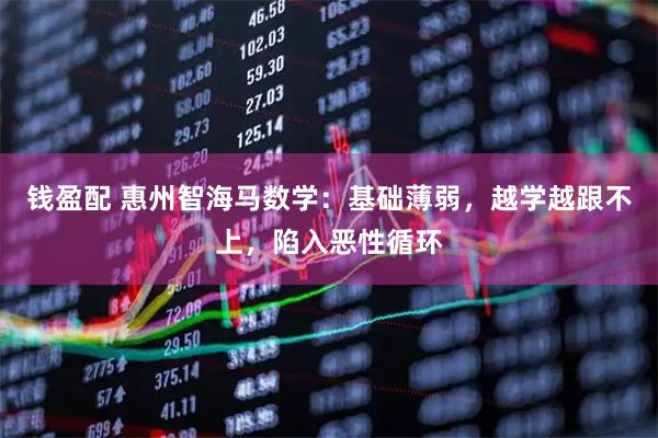 钱盈配 惠州智海马数学：基础薄弱，越学越跟不上，陷入恶性循环